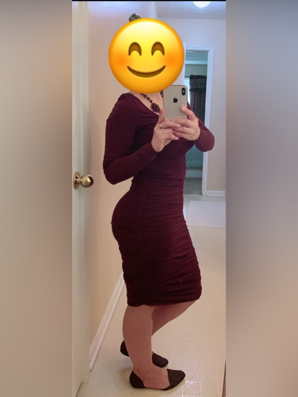 Express Deep Purple Long Sleeve Dress